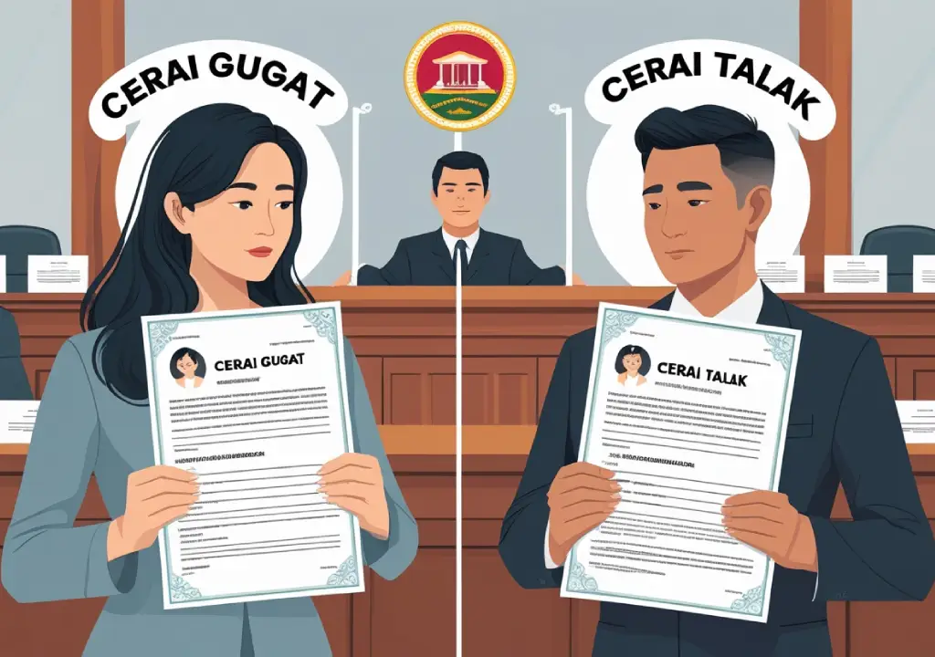Cari tahu apa perbedaan antara cerai gugat dan cerai talak secara lengkap—proses, alasan, dan hak masing-masing pasangan.