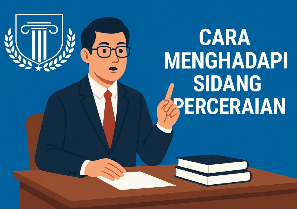 ilustrasi seorang pengacara perceraian sedang memberikan cara menghadapi sidang perceraian